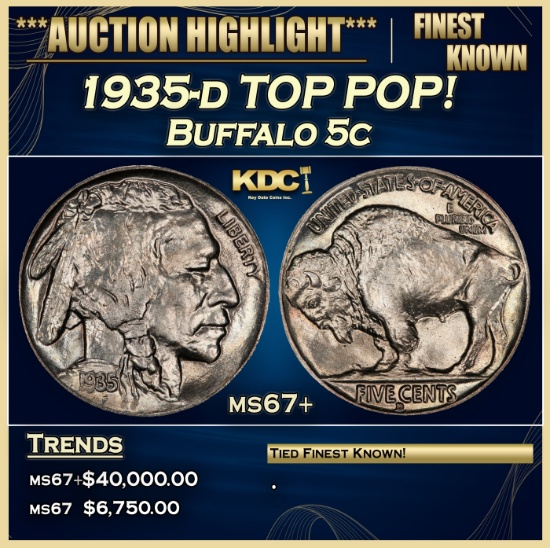 1935-d Buffalo Nickel TOP POP! 5c ms67+ SEGS