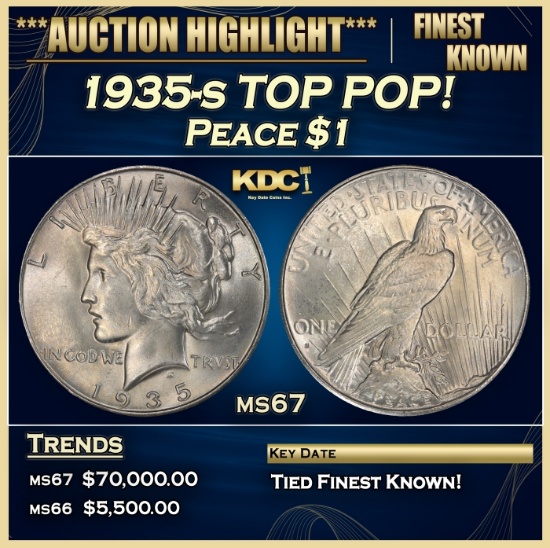 1935-s Peace Dollar TOP POP! $1 ms67 SEGS