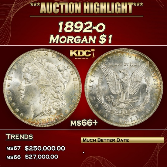 1892-o Morgan Dollar $1 ms66+ SEGS