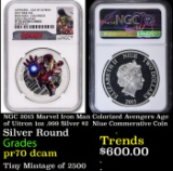 NGC NGC 2015 Marvel Iron Man Colorized Avengers Age of Uitron 1oz .999 Silver $2  Niue Commerative C