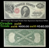1917 $1 Large Size Legal Tender Note Grades au58 Signatures Speelman/White