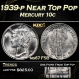 1939-p Mercury Dime Near Top Pop 10c ms67 FSB SEGS