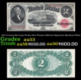 1917 $2 Large Size Legal Tender Note Thomas Jefferson Grades Select AU Signatures Speelman/White