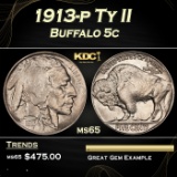 1913-p Ty II Buffalo Nickel 5c Grades ms65