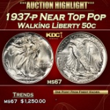 1937-p Walking Liberty Half Dollar Near Top Pop 50c ms67 SEGS