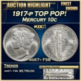 1917-p Mercury Dime TOP POP! 10c ms67+ FSB SEGS