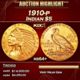 1910-p Gold Indian Half Eagle $5 Choice+ Unc USCG