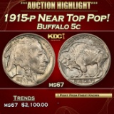 1915-p Buffalo Nickel Near Top Pop! 5c ms67 SEGS