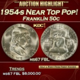 1954-s Franklin Half Dollar Near Top Pop! 50c ms67 FBL SEGS