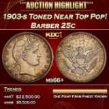 1903-s Barber Quarter Toned Near Top Pop! 25c ms66+ SEGS
