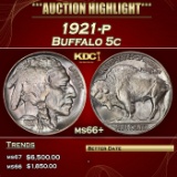 1921-p Buffalo Nickel 5c ms66+ SEGS