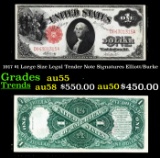 1917 $1 Large Size Legal Tender Note Grades Choice AU Signatures Elliott/Burke