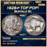 1928-p Buffalo Nickel TOP POP! 5c ms67+ SEGS
