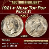 1921-p Peace Dollar Near Top Pop $1 ms66+ SEGS