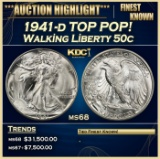 1941-d Walking Liberty Half Dollar TOP POP! 50c ms68 SEGS