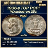 1936-s Washington Quarter TOP POP! 25c Grades ms68