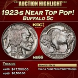 1923-s Buffalo Nickel Near Top Pop! 5c ms66 SEGS