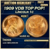 1909 VDB Lincoln Cent TOP POP! 1c ms68 rd SEGS