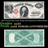 1917 $1 Large Size Legal Tender Note Grades au53 Signatures Elliott/Burke
