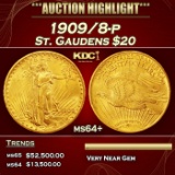 1909/8-p Gold St. Gaudens Double Eagle $20 ms64+ SEGS