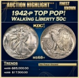 1942-p Walking Liberty Half Dollar TOP POP! 50c ms68+ SEGS