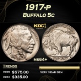 1917-p Buffalo Nickel 5c Grades ms64+