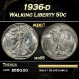 1936-d Walking Liberty Half Dollar 50c Grades ms65