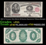 1891 $1 Treasury Note Edwin M Stanton Grades vf+ Signatures Tillman/Morgan