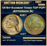 1978-p Jefferson Nickel Rainbow Toned TOP POP! 5c ms67 SEGS
