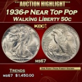 1936-p Walking Liberty Half Dollar Near Top Pop 50c ms67 SEGS
