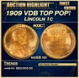 1909 VDB Lincoln Cent TOP POP! 1c ms68 rd SEGS