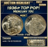 1936-p Mercury Dime TOP POP! 10c ms68+ FSB SEGS