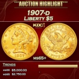 1907-d Gold Liberty Half Eagle $5 ms65+ SEGS