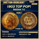1903 Proof Indian Cent TOP POP! 1c pr68 rd SEGS
