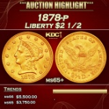 1878-p Gold Liberty Quarter Eagle $2 1/2 ms65+ SEGS