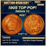 1905 Indian Cent TOP POP! 1c ms67 rd SEGS