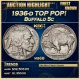 1936-d Buffalo Nickel TOP POP! 5c ms68 SEGS