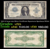 1923 $1 large size Silver Certificate Grades vf+ Signatures Speelman/White