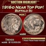 1916-d Buffalo Nickel Near Top Pop! 5c ms66 SEGS