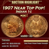 1907 Indian Cent Near Top Pop! 1c ms66+ rd SEGS