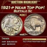 1921-p Buffalo Nickel Near Top Pop! 5c ms67+ SEGS