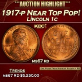 1917-p Lincoln Cent Near Top Pop! 1c ms67 rd SEGS