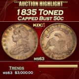 1835 Capped Bust Half Dollar Toned 50c ms63 USCG