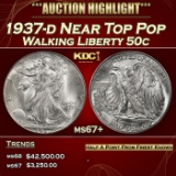 1937-d Walking Liberty Half Dollar Near Top Pop 50c ms67+ SEGS