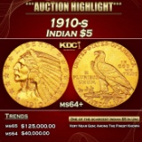1910-s Gold Indian Half Eagle $5 Choice+ Unc USCG
