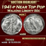 1941-p Walking Liberty Half Dollar Near Top Pop 50c ms68 SEGS