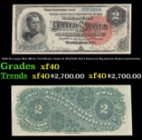 1886 $2 Large Size Silver Certificate General Winfield Scott Hancock Grades xf Signatures Rosecrans/