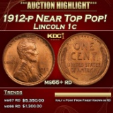 1912-p Lincoln Cent Near Top Pop! 1c ms66+ rd SEGS