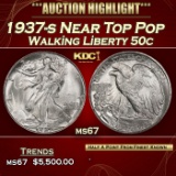 1937-s Walking Liberty Half Dollar Near Top Pop 50c ms67 SEGS
