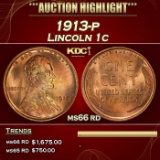 1913-p Lincoln Cent 1c ms66 rd SEGS